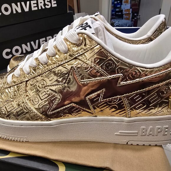 A Bathing Ape BAPE Bapesta #5 GOLD Mens Size 12 1K80191305 Shoes Sneakers NEW - Picture 7 of 16